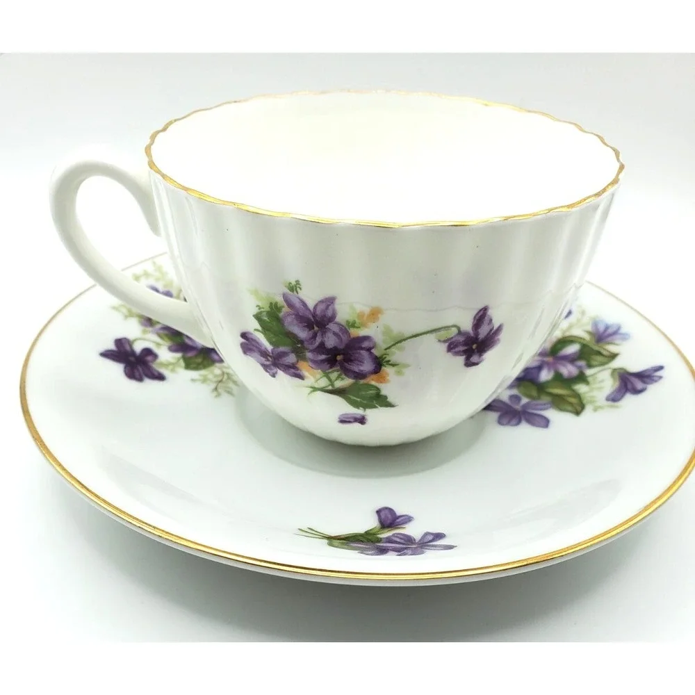 Vintage Radfords England Bone China Teacup & Saucer Violets